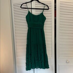 BCBGMaxAzria Emerald Midi Dress with Spaghetti Straps